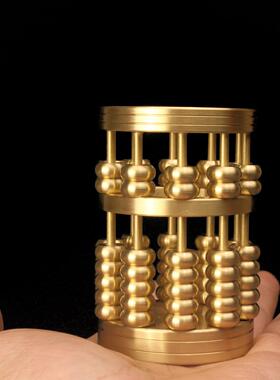 纯黄铜算盘笔筒创意摆件