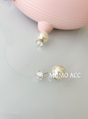 MOMO白月光法式复古轻奢锆石耳钉女小众高级感气质百搭