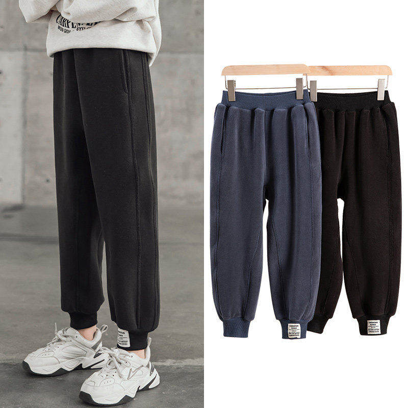 儿童裤子秋冬加绒保暖束脚裤男童女童加厚卫裤休闲简约运动裤长裤,淘宝优惠券,粉丝福利购,淘宝优惠卷