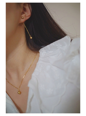 耐看简约实心小圆球竹节钛钢项链