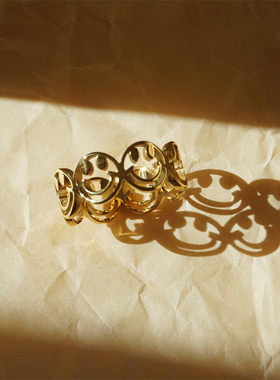 超可爱满圈笑脸不褪色钛钢戒指女