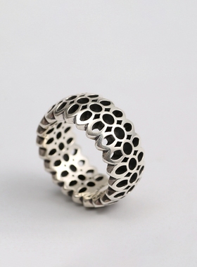 三沐饰家goodart小号樱花情侣款纯银925满花戒指潮男女戒银饰