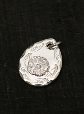 三沐高桥吾郎 菊地健 纯银925 蔷薇花唐草切边饼情侣项链吊坠银饰