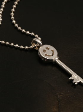 三沐 BWL殿堂级手工银饰笑脸钥匙吊坠项链纯银925情侣潮男女款