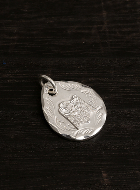 三沐高桥吾郎风格纯银925 雷鸟唐草切边饼情侣项链吊坠银饰