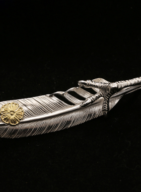 三沐饰家 KEN KIKUCHI 菊地健建 925纯银鹰爪银爪蔷薇XL羽毛吊坠