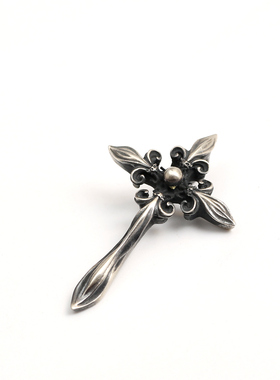 925纯银十字链手工军花十字架