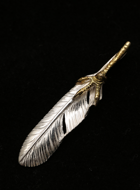 三沐饰家 KEN KIKUCHI菊地健925纯银鹰爪小羽毛18K金情侣银饰吊坠