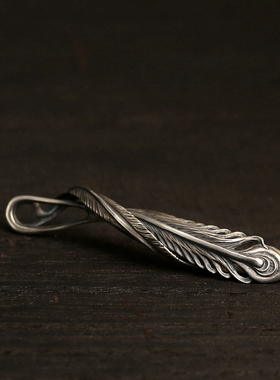 三沐DUAL FLOW衫山 凤凰羽毛吊坠925纯银复古做旧男女款情侣项链