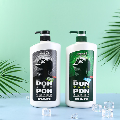 台湾进口NICE澎澎PONPON沐浴乳男士茶树精油净化控油清爽沐浴露 - 图1