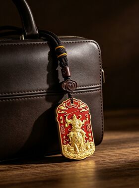 祺吉黄铜镀银武财神赵公明吊坠