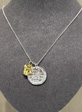 白百何同款925银金币项链锁骨链