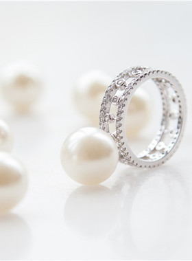 纯银排钻经典款戒指