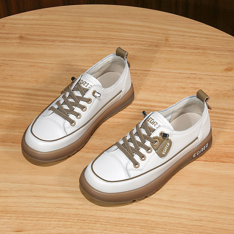 真皮小白鞋女士2025春秋新一脚蹬牛筋软底孕妇鞋懒人平底休闲板鞋,淘宝优惠券,粉丝福利购,淘宝优惠卷