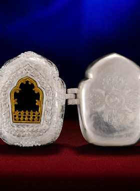 尼泊尔雕花S990纯银嘎乌盒