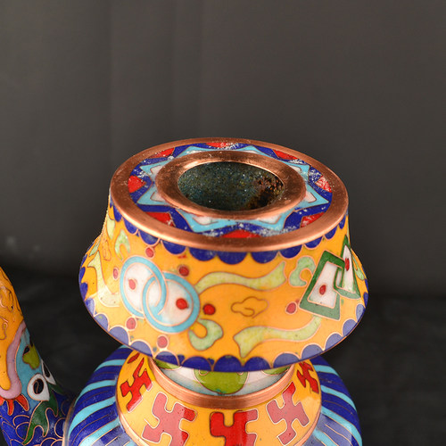 纯铜贲巴壶净水瓶用品景泰蓝小摆件密宗供奉佛堂用品宝瓶 - 图0