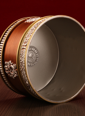 藏式尼泊尔吉祥红铜合金糌粑盒格桑花打酥油茶收纳罐家用摆件光面