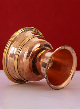 尼泊尔纯红铜酥油手工灯座家用