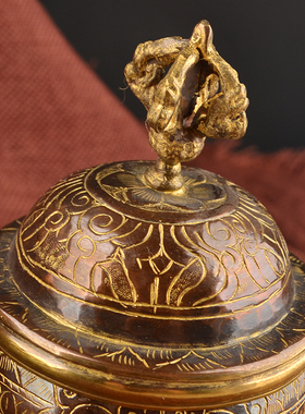 尼泊尔米盒藏式家用供品摆件米壶