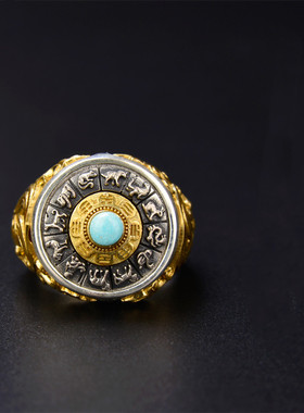 S925纯银精工镶铜指环戒指