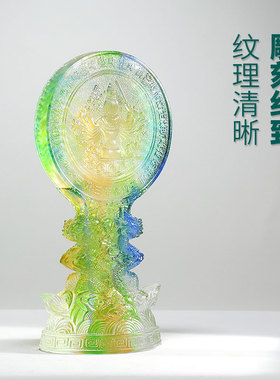 琉璃准提镜藏传密宗用品居家用镜佛前摆件供具准提佛母像宝镜