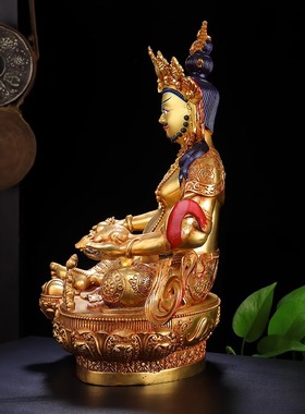 黄财神菩萨佛像摆件黄铜