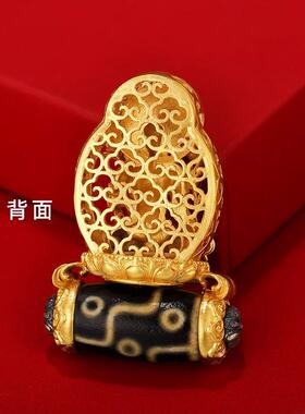 S925纯银镀金天珠白度母吊坠随身吊坠藏式小佛像吊坠白度母挂饰