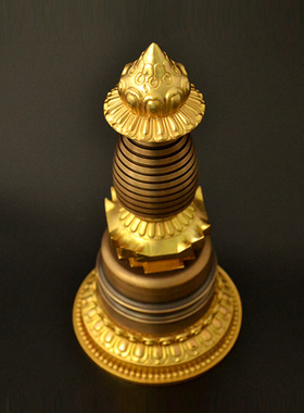 纯铜噶当塔藏传用品黄铜佛塔密宗法器舍利塔塔纯铜菩提塔7寸包邮