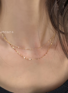 双层叠戴水波光粼粼亮闪锁骨链女