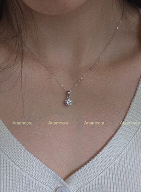 银镀铂金四爪超闪莫桑钻简约项链