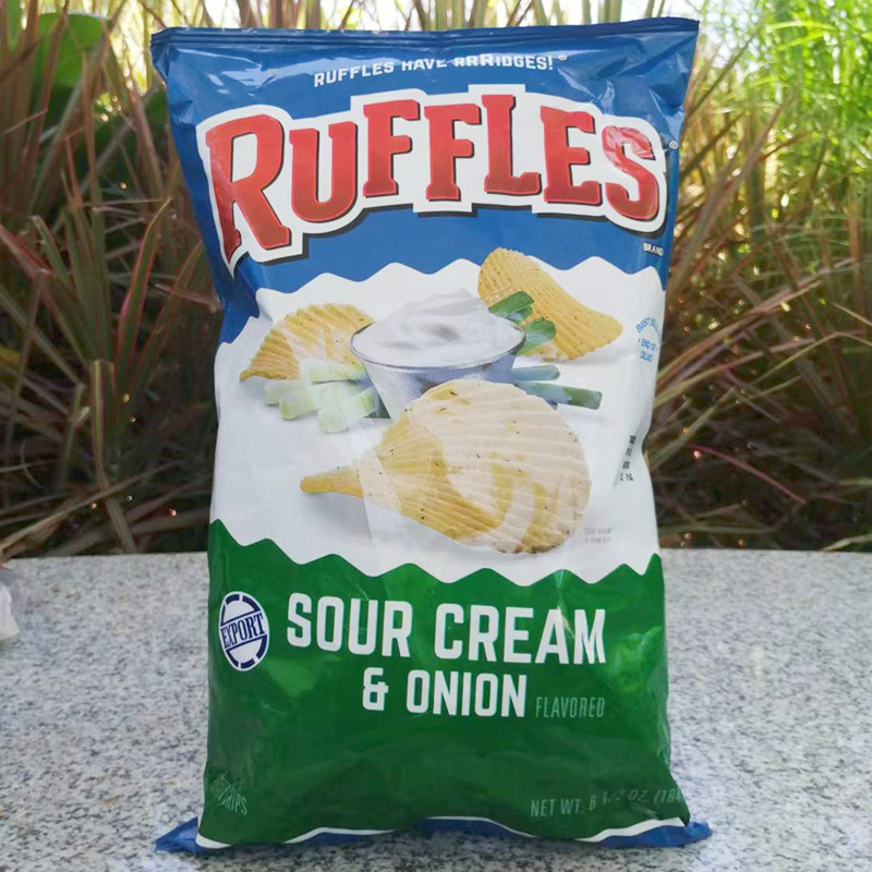 美国进口如福司土豆片 洋葱酸奶味RUFFLES SOUR CREAM & ONION - 图0