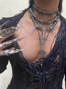 IIIMIII镀银串珠拼接异形项链