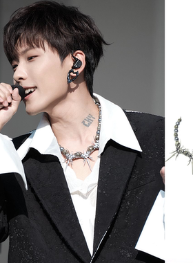 IIIMIII镀银暗黑串珠拼接锁骨链