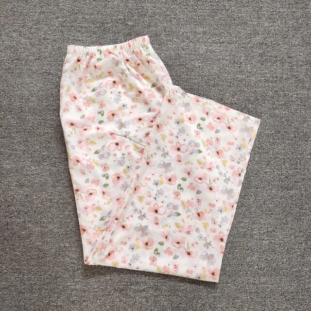 Summer cotton silk pajamas women's large size floral artificial cotton home pants thin anti-mosquito pants air-conditioned pants nine-point long pants fat