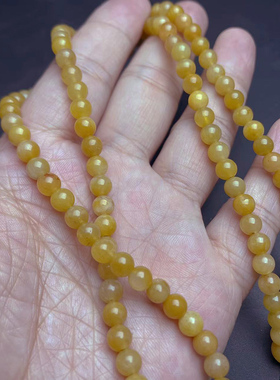 天然黄龙玉满圈珠子吊坠绳