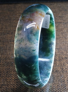 天然水草七彩玉绿水晶手镯女玛瑙