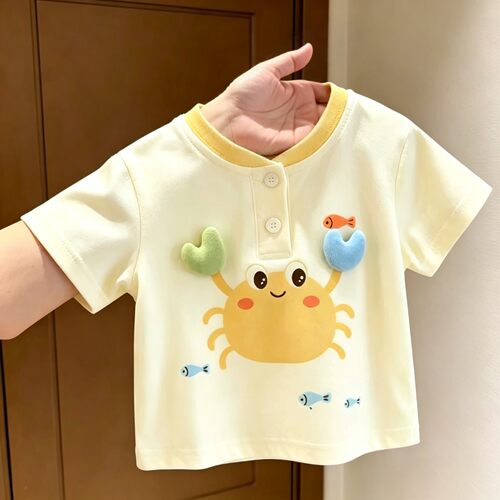 儿童夏季超可爱卡通POLO短袖T恤男女童半袖薄款亲子家庭夏装上衣 - 图0