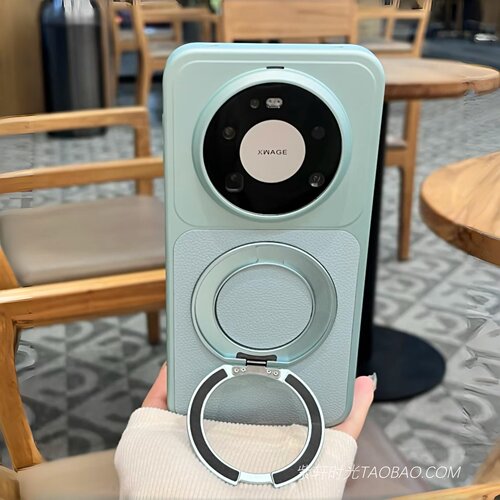 360度旋转支架磁吸无线充电适用华为Mate80pro手机壳Mate70/60pro+素皮荔枝纹mate70Air高级感银白色全包防摔 - 图1