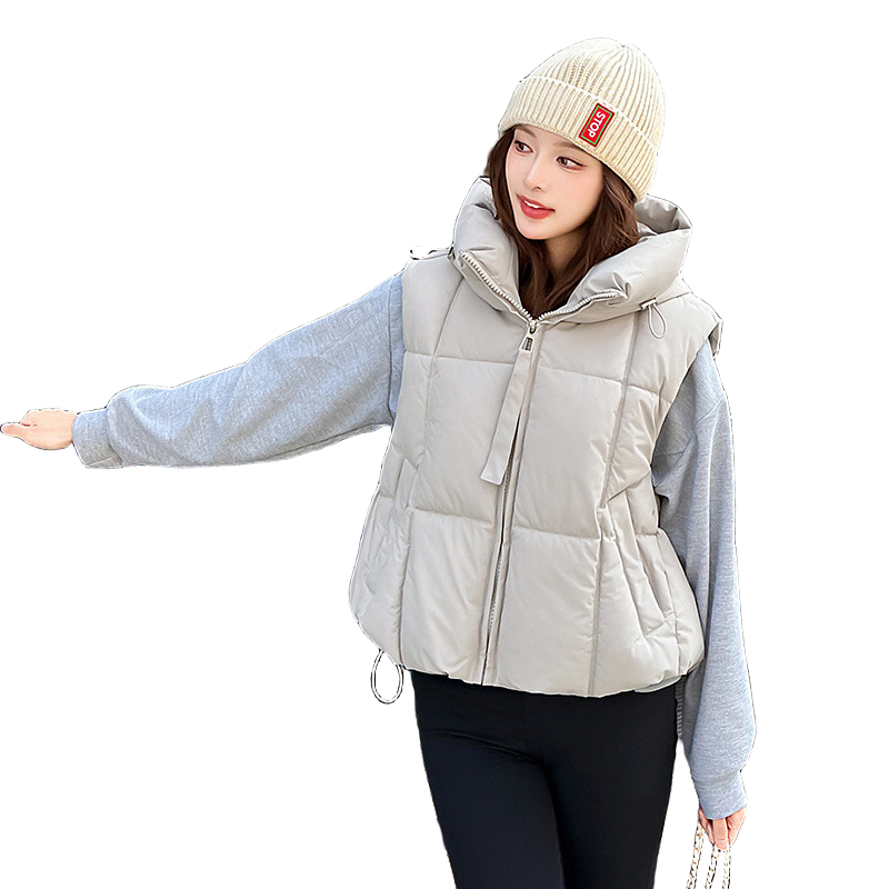 2025年冬季羽绒棉马甲连帽百搭坎肩韩版宽松洋气休闲马夹背心外套 - 图3