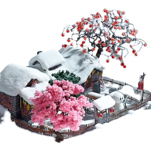 钢达diy小屋成人高难度拼装微缩建筑模型雪乡雪景3D立体金属拼图 - 图3
