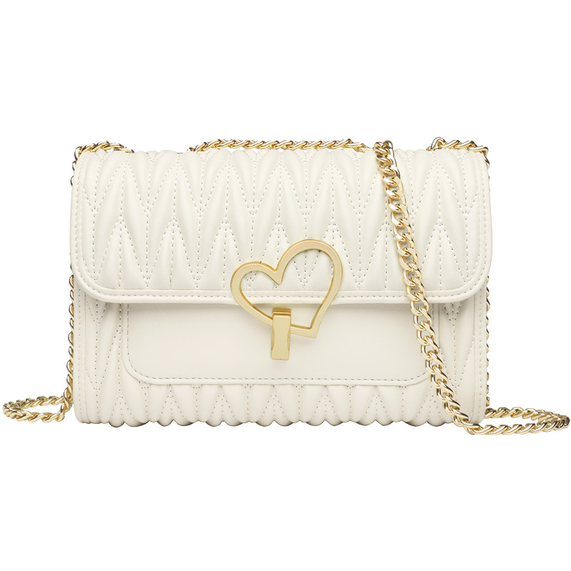 秋冬白色真皮百搭2021潮链条小包包 老人头箱包女士包袋