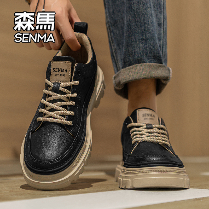 森马男鞋2025新款冬季复古百搭工装鞋爆款男士商务正装休闲皮鞋W - 图2