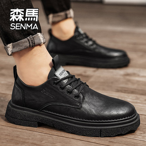 森马男鞋2025新款冬季复古百搭英伦风男士上班商务正装休闲皮鞋W - 图2