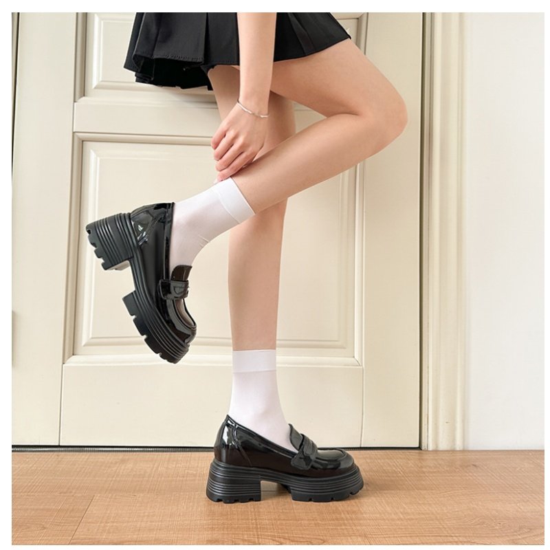 黑色内增高勃肯鞋女10cm一字冬隐形3334漆皮工作小个子厚底乐福鞋,淘宝优惠券,粉丝福利购,淘宝优惠卷