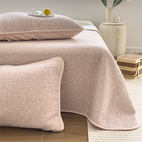 法式小碎花床盖三件套纯棉砂洗夹棉绗缝花边榻榻米垫子1.8米床单 - 图0