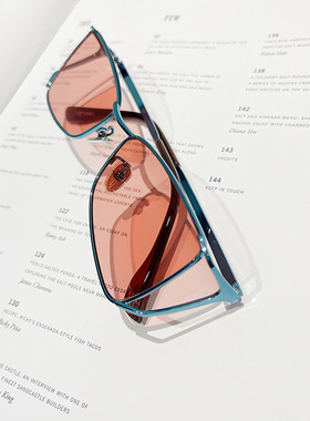 欧美风镂空辣妹紫色墨镜金属框女