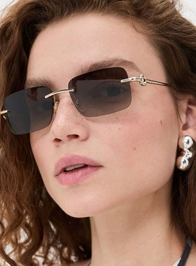 欧美小框金属无框太阳镜装饰眼镜