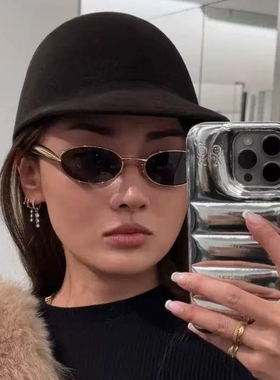 新款欧美风金属小框椭圆沙丁鱼太阳眼镜复古ins网红夏季防晒墨镜