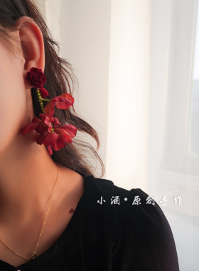 酒午原创设计一路花香耳钉耳夹