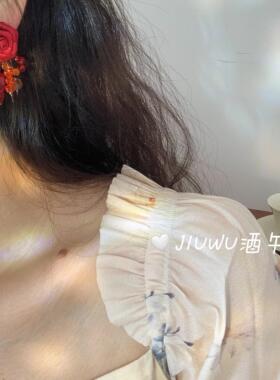 酒午原创【予花季】红色玫瑰耳环夏季高级感花朵夏天耳饰耳夹女